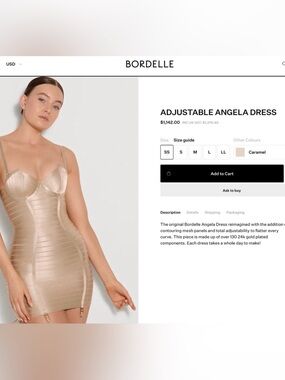 Sexy Bordelle Adjustable Angela Dress in Caramel